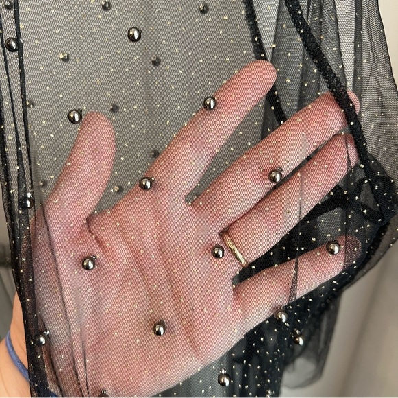 Cato Collection Limited Edition Black Sheer Studded Sparkle Duster - Large - Picture 3 of 13